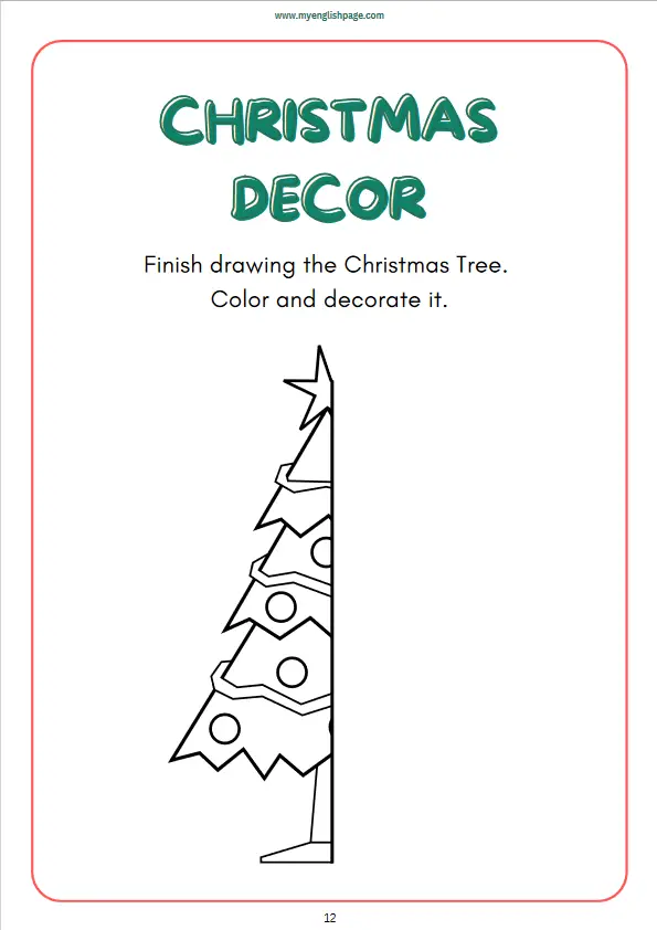 Christmas Activities: Finish Drawing The Tree
