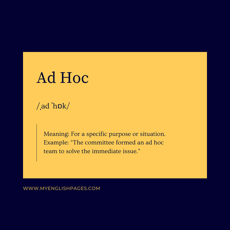 Ad Hoc - Definition
