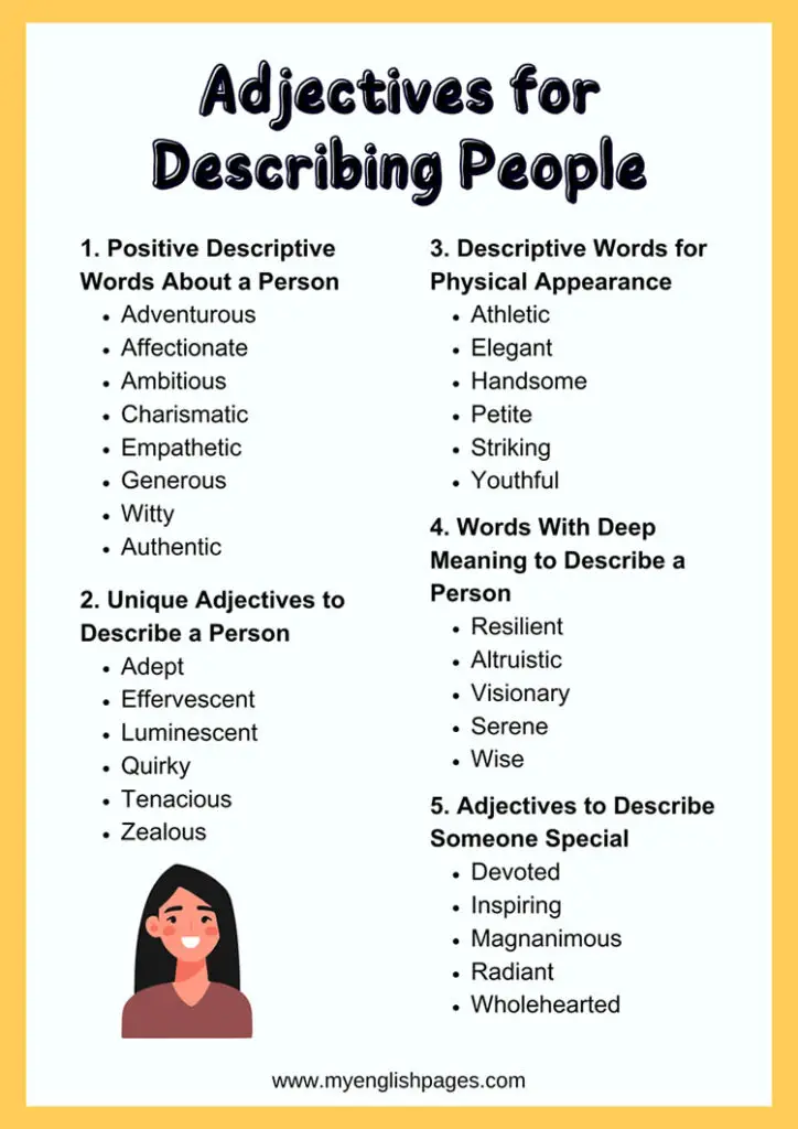 Descriptive words for describing a person