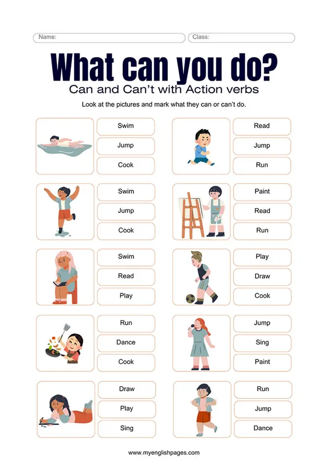 Can or Can't Worksheet